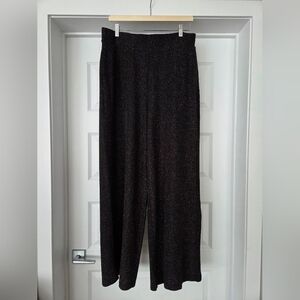 Reitmans Black Wide Leg Pants With Silver Metallic Thread, Size L